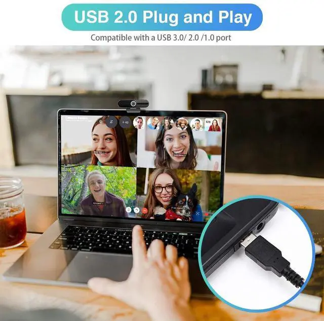 Alt view image 5 of 7 - 1080P Webcam with Microphone,Full HD Webcam,USB Desktop Laptop Computer Web Camera,Plug and Play,for Windows Mac OS,for Video Streaming,Calling,Conferencing,Online Teaching,Gaming