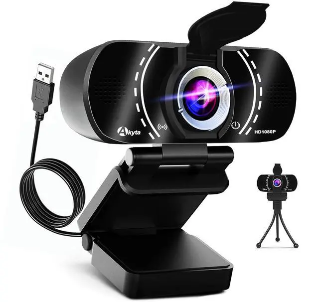 Main image of Webcam with Microphone, 1080P Webcams with Tripod/Privacy Cover/Wide Angle 110°, USB Web Camera for Laptop Desktop Computer PC Mac Video Calling/Streaming/Zoom Conference
