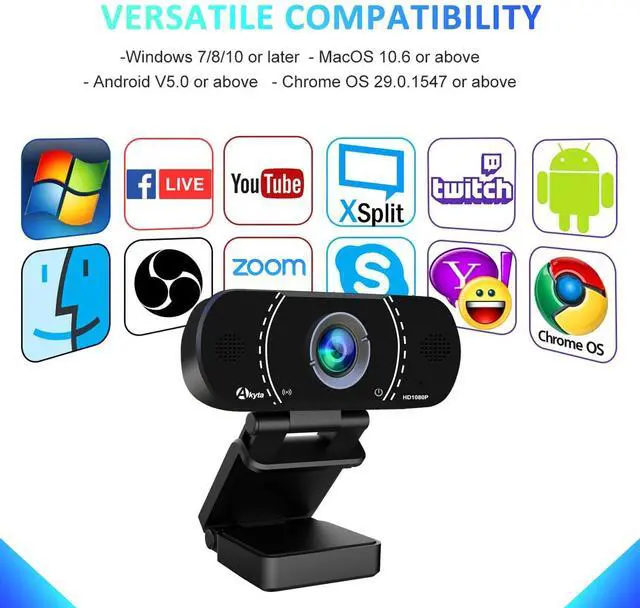 Alt view image 5 of 7 - Webcam with Microphone, 1080P Webcams with Tripod/Privacy Cover/Wide Angle 110°, USB Web Camera for Laptop Desktop Computer PC Mac Video Calling/Streaming/Zoom Conference