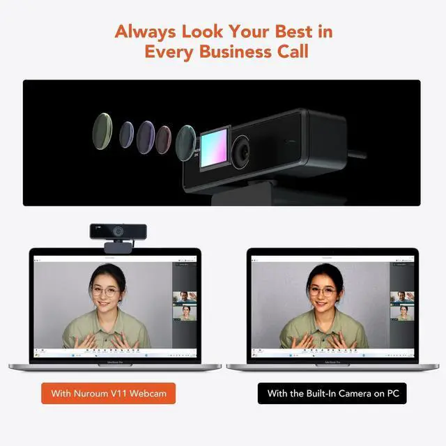Alt view image 3 of 7 - V11 2K Webcam for PC, 1080P 60FPS USB Web Camera with Microphone, 1440P@30fps, 90° Wide-Angle, Privacy Cover, Plug&Play for Mac/Laptop/Desktop/Computer, for Zoom/Teams/Google Meet