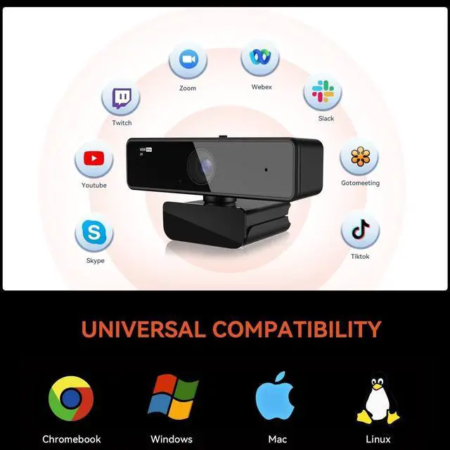 Alt view image 7 of 7 - V11 2K Webcam for PC, 1080P 60FPS USB Web Camera with Microphone, 1440P@30fps, 90° Wide-Angle, Privacy Cover, Plug&Play for Mac/Laptop/Desktop/Computer, for Zoom/Teams/Google Meet