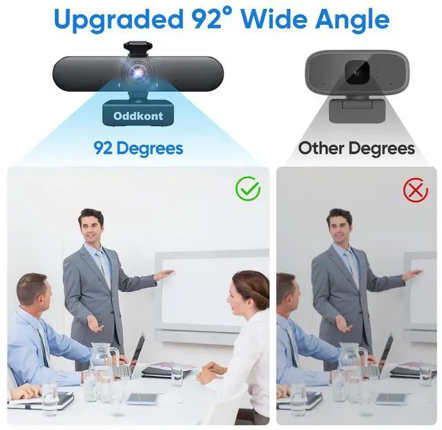 Alt view image 3 of 7 - 1080P Webcam with Microphone, Auto-Light Balance, Rotatable Design,Privacy Cover, Plug and Play for Zoom, Skype,Web Conferencing - Compatible with Windows, Mac, Laptop, Desktop