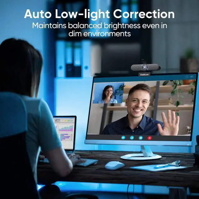 Alt view image 6 of 7 - 1080P Webcam with Microphone, Auto-Light Balance, Rotatable Design,Privacy Cover, Plug and Play for Zoom, Skype,Web Conferencing - Compatible with Windows, Mac, Laptop, Desktop