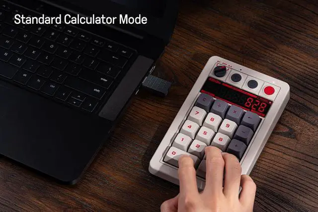Alt view image 4 of 7 - 18 Keys Retro Mechanical Numpad, Supports PC Numpad & Standard Calculator Mode, Hot-swappable, PC Calculator Shortcut Button, Bluetooth/2.4G/Wired Numpad for Windows and Android - N Edition