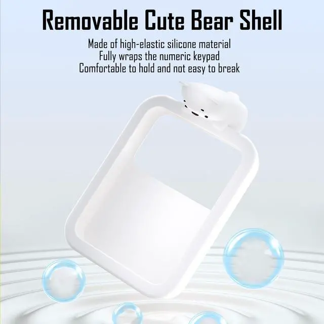 Alt view image 4 of 7 - Cute Wireless Numeric Keypad with Silicone Bear, Colorful Round Keycaps, 2.4G USB Wireless Connection, Portable Financial Accounting Numpad Number Keyboard, Suitable for PC, Laptop (MilkTea)