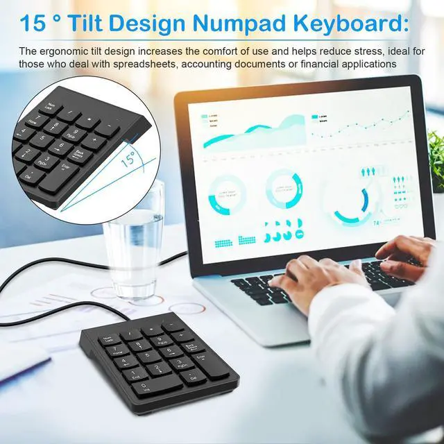 Alt view image 4 of 7 - USB Numeric Keypad Numpad Portable Slim Mini 10 Key Number Pad Keyboard for Laptop Desktop Computer PC, Compatible with ChromeBook Surface Notebook, Tax Accountant Calculate Office Travel & Home