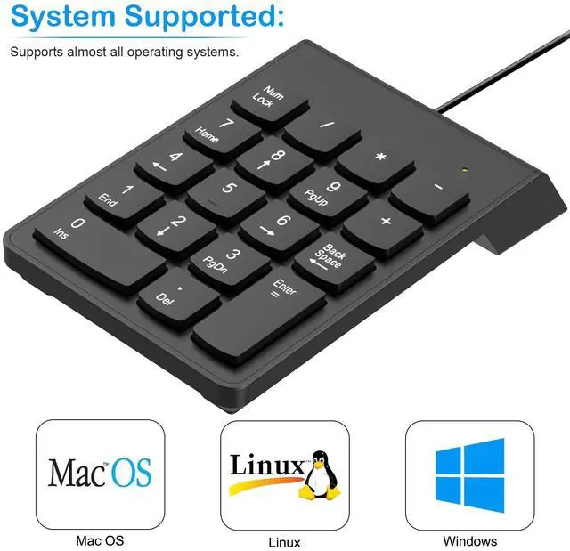 Alt view image 7 of 7 - USB Numeric Keypad Numpad Portable Slim Mini 10 Key Number Pad Keyboard for Laptop Desktop Computer PC, Compatible with ChromeBook Surface Notebook, Tax Accountant Calculate Office Travel & Home