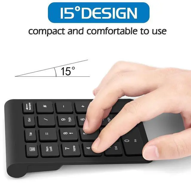 Alt view image 2 of 7 - Wireless Number Pads, Numeric Keypad Numpad 22 Keys Portable 2.4 GHz Financial Accounting Number Keyboard Extensions 10 Key for Laptop, PC, Desktop, Surface Pro, Notebook