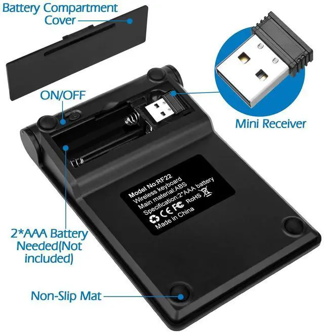 Alt view image 7 of 7 - Wireless Number Pads, Numeric Keypad Numpad 22 Keys Portable 2.4 GHz Financial Accounting Number Keyboard Extensions 10 Key for Laptop, PC, Desktop, Surface Pro, Notebook