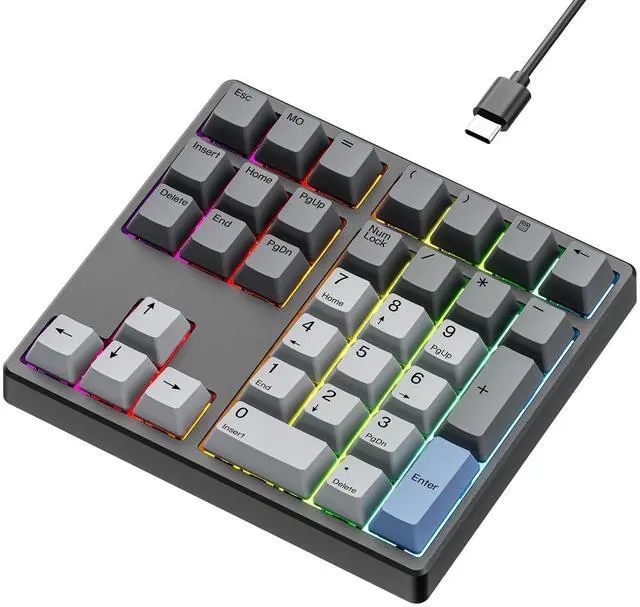 Main image of Custom Mechanical Number Pad, QMK/VIA Programmable Hot Swappable Numpad 34 Keys Wired USB RGB Backlit Numeric Keypad with PBT Keycaps for Laptop, MacBook,Compact Keyboards (Black, Linear Switch)