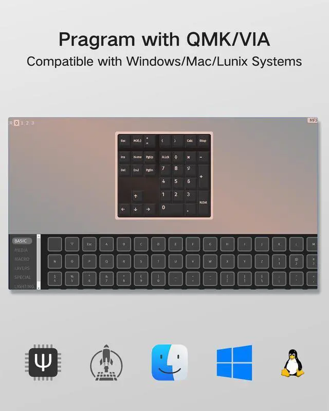 Alt view image 2 of 7 - Custom Mechanical Number Pad, QMK/VIA Programmable Hot Swappable Numpad 34 Keys Wired USB RGB Backlit Numeric Keypad with PBT Keycaps for Laptop, MacBook,Compact Keyboards (Black, Linear Switch)