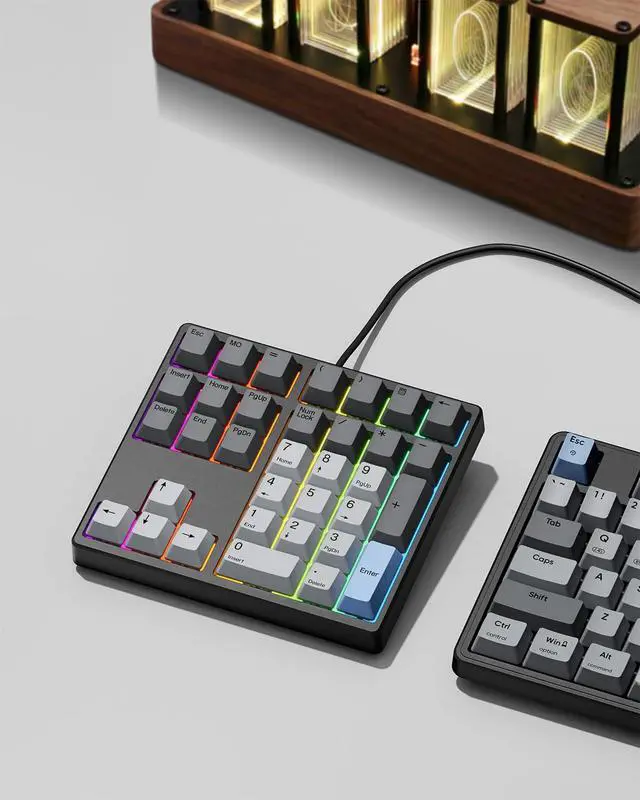 Alt view image 5 of 7 - Custom Mechanical Number Pad, QMK/VIA Programmable Hot Swappable Numpad 34 Keys Wired USB RGB Backlit Numeric Keypad with PBT Keycaps for Laptop, MacBook,Compact Keyboards (Black, Linear Switch)