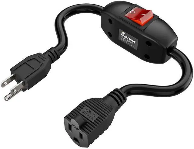 Main image of Inline On/Off Switch Extension Cord, 3-Prong Household Switchable Power Cord, Heavy Duty 23A 125V,16A 250V Double Break Switch Extension Cord, 40CM Cord,40CM