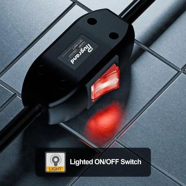 Alt view image 6 of 7 - Inline On/Off Switch Extension Cord, 3-Prong Household Switchable Power Cord, Heavy Duty 23A 125V,16A 250V Double Break Switch Extension Cord, 40CM Cord,40CM