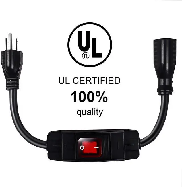 Alt view image 2 of 7 - Outdoor Extension Cords with Switch Waterproof Switch 3 Prong Extension Cord with Inline Cord Switch, Heavy Duty Extension Cord 125v/250v Black Sjtw Extension Cord(1.5 Ft)