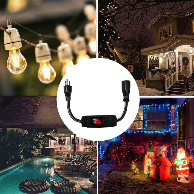 Alt view image 6 of 7 - Outdoor Extension Cords with Switch Waterproof Switch 3 Prong Extension Cord with Inline Cord Switch, Heavy Duty Extension Cord 125v/250v Black Sjtw Extension Cord(1.5 Ft)