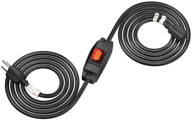 Main image of 1875W Outdoor Extension Cord with Switch Waterproof Black 10 Feet