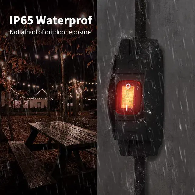 Alt view image 4 of 6 - 1875W Outdoor Extension Cord with Switch Waterproof Black 10 Feet