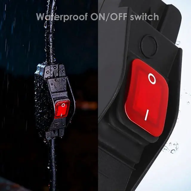 Alt view image 3 of 7 - 1.5 Ft Outdoor Extension Cord with Waterproof Switch, 14/3 SJTW, 16A 125v/250v Grounded 3-Prong Plug, Black