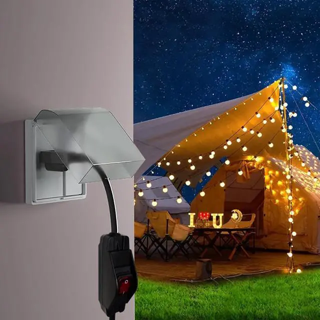 Alt view image 7 of 7 - 1.5 Ft Outdoor Extension Cord with Waterproof Switch, 14/3 SJTW, 16A 125v/250v Grounded 3-Prong Plug, Black