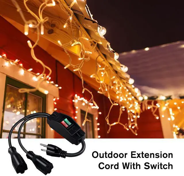 Alt view image 5 of 7 - 2 Way Extension Cord with On/Off Switch, 3 Prong Outdoor Extension Cord Splitter, Heavy Duty SJTW 14AWG 15A/125V and 18AWG 10A/125V Power Cord (1.6 Ft, Black)