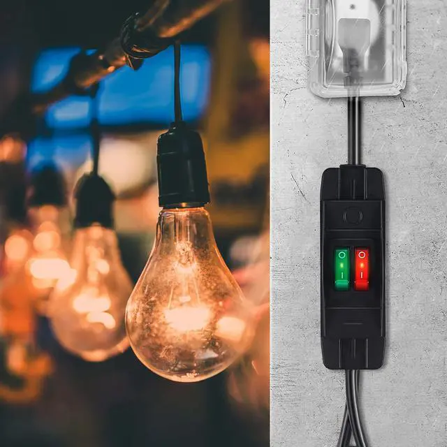 Alt view image 7 of 7 - 2 Way Extension Cord with On/Off Switch, 3 Prong Outdoor Extension Cord Splitter, Heavy Duty SJTW 14AWG 15A/125V and 18AWG 10A/125V Power Cord (1.6 Ft, Black)