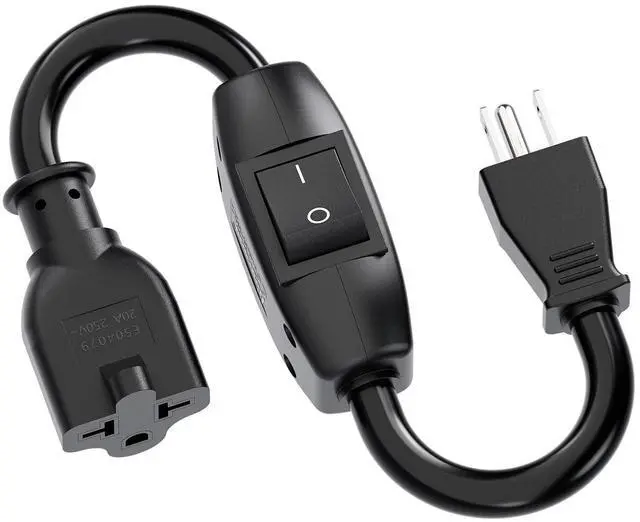 Alt view image 6 of 7 - Heavy Duty On/Off Switch Extension Cord 12-AWG 15A Household Plug Male to Female T Blade Adapter Cable with Heavy Duty Double Break 20A 125V Inline Switch, L=32CM