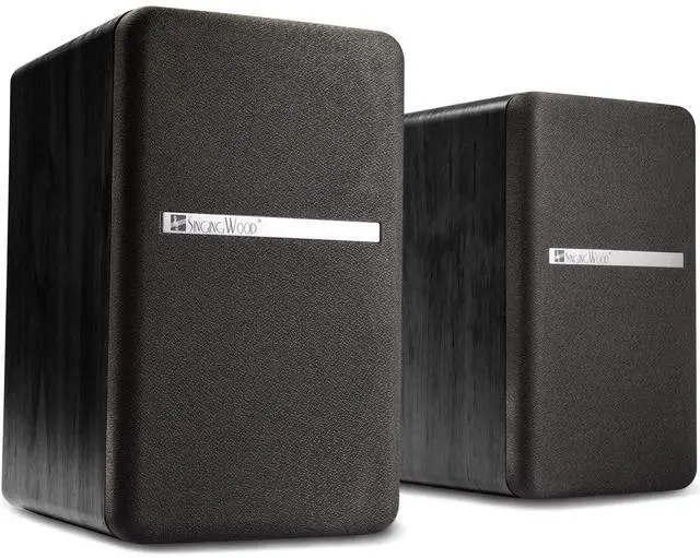 Alt view image 2 of 7 - T25 Passive 2 Way Bookshelf Speakers 60 Watts (30W x 2) with preinstalled Wall Mount Bracket- Beech Wood Finish, Pair - Receiver or Amplifier Needed to Operate (Black)