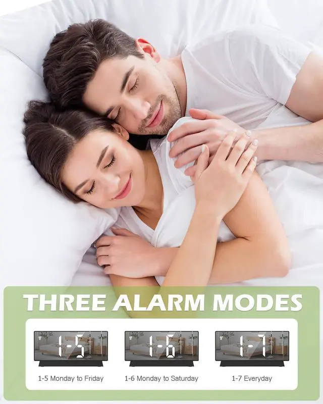 Alt view image 5 of 7 - Projection Alarm Clock with 180° Rotatable Display, Digital Mirror Clock with Auto Dimmer, 4 Adjustable Brightness Levels, Snooze, 12/24H Format for Bedroom, Office, Home