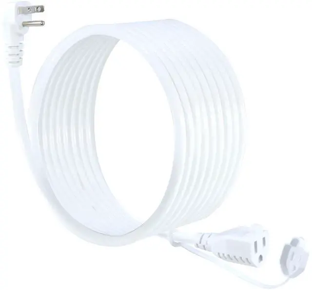 Main image of 15FT White Outdoor Extension Cord - 16AWG 90-Degree Flat Plug 3 Prong SJTW Extension Cord for Christmas Light, Single Weatherproof Flexible Yard Power Cord 125V 13A 1625W