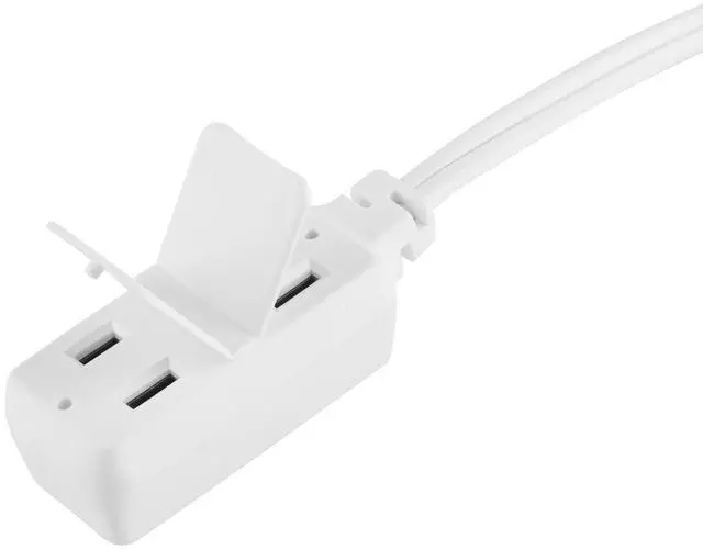Alt view image 2 of 7 - Cable 15 Foot Flat Plug Extension CordWire, Multi Outlet - Angled Plug Extension Cord with Safety Cover - White