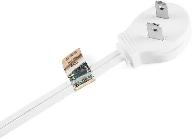 Alt view image 3 of 7 - Cable 15 Foot Flat Plug Extension CordWire, Multi Outlet - Angled Plug Extension Cord with Safety Cover - White