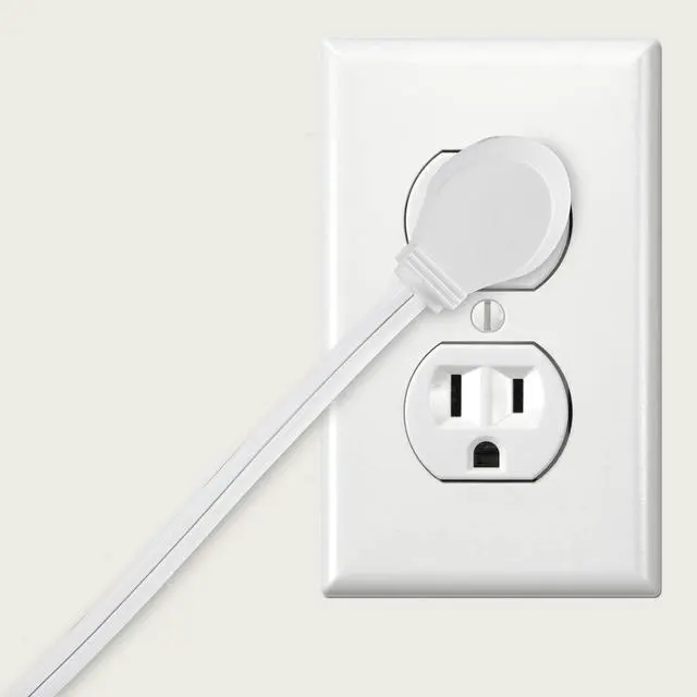 Alt view image 4 of 7 - Cable 15 Foot Flat Plug Extension CordWire, Multi Outlet - Angled Plug Extension Cord with Safety Cover - White