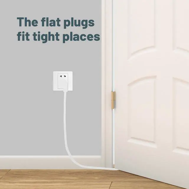 Alt view image 4 of 6 - Indoor Extension Cord Power Strip 3 Outlets Flat Plug, UL Listed, 16 Gauge 20 ft White 3 Prong Heavy Duty, 16/3 SJTW 13A Outlet Extender