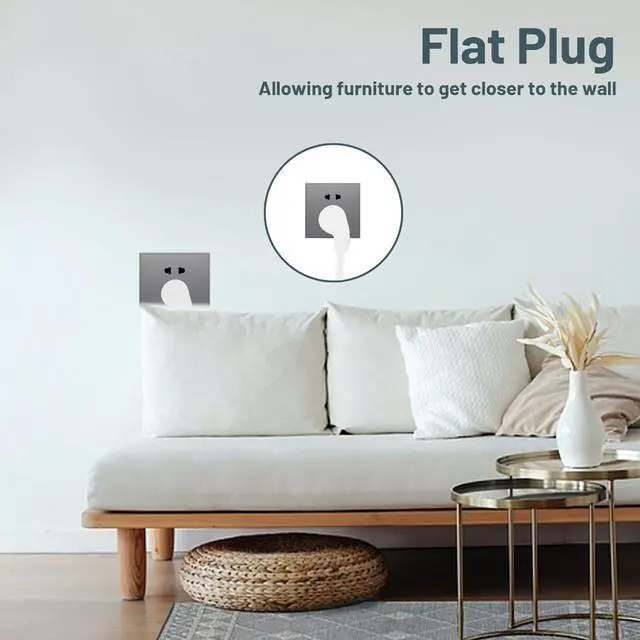 Alt view image 3 of 6 - Indoor Extension Cord Power Strip 3 Outlets Flat Plug, UL Listed, 16 Gauge 20 ft White 3 Prong Heavy Duty, 16/3 SJTW 13A Outlet Extender