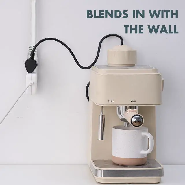 Alt view image 6 of 6 - Indoor Extension Cord Power Strip 3 Outlets Flat Plug, UL Listed, 16 Gauge 20 ft White 3 Prong Heavy Duty, 16/3 SJTW 13A Outlet Extender