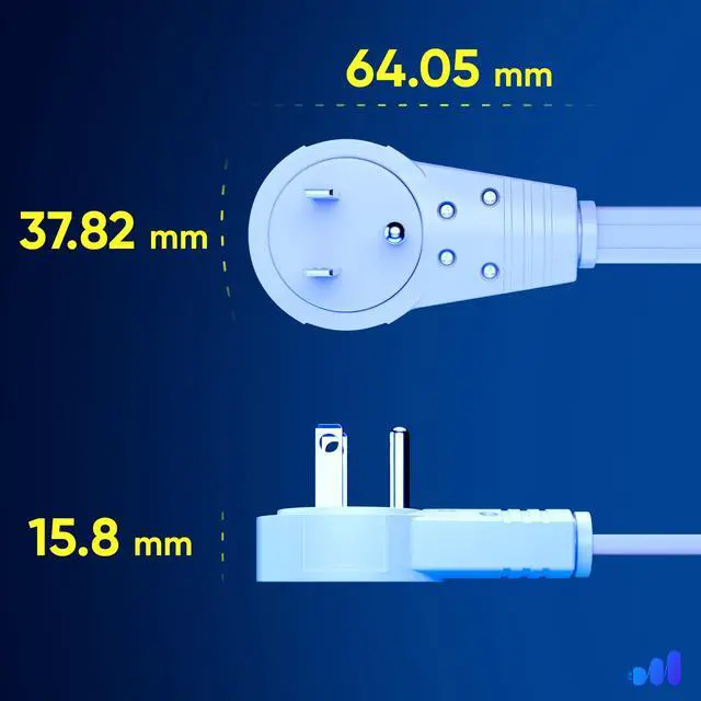 Alt view image 3 of 7 - Cable 15 Ft 360° Rotating Flat Plug Extension Cord/Wire, 16 AWG Multi 3 Outlet Extension Wire, 3 Prong Grounded Wire - White - UL Certified