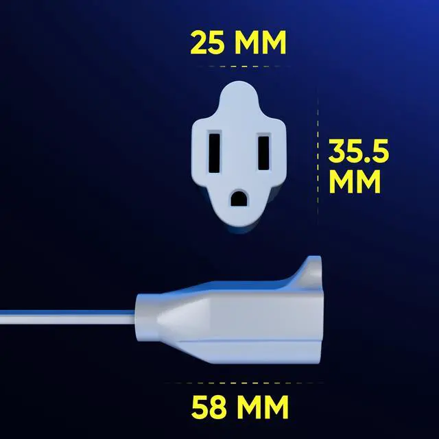 Alt view image 6 of 7 - 360 Rotating Flat Plug Extension Cord 30 feet with Slim Space-Saving Plug Design, Low Profile (White)