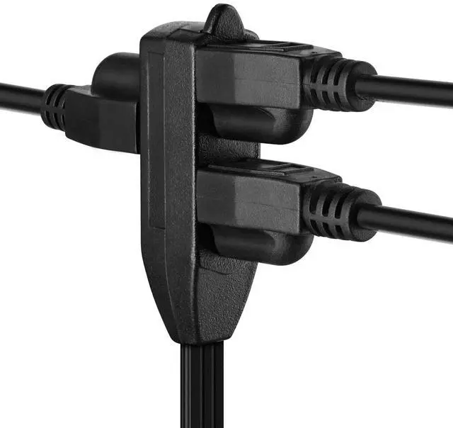 Alt view image 4 of 6 - Cable 25 Feet Flat Plug Extension Cord/Wire, Multi Outlet - 3 Prong Angled Plug Extension Cord - Black UL Certified