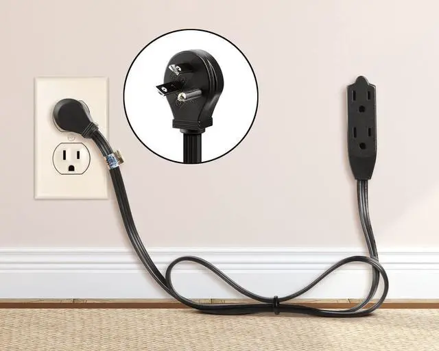 Alt view image 5 of 6 - Cable 25 Feet Flat Plug Extension Cord/Wire, Multi Outlet - 3 Prong Angled Plug Extension Cord - Black UL Certified