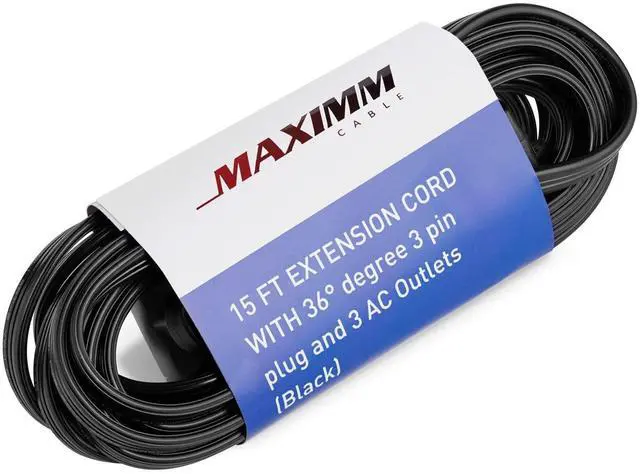 Alt view image 6 of 6 - Cable 25 Feet Flat Plug Extension Cord/Wire, Multi Outlet - 3 Prong Angled Plug Extension Cord - Black UL Certified