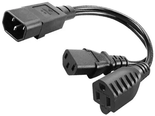 Main image of C14 to C13+NEMA 5-15R Y Splitter Power Plug Cord,Single C14 Male to C13+Nema 5-15R Female Splitter Adapter Cable Cord,30cm