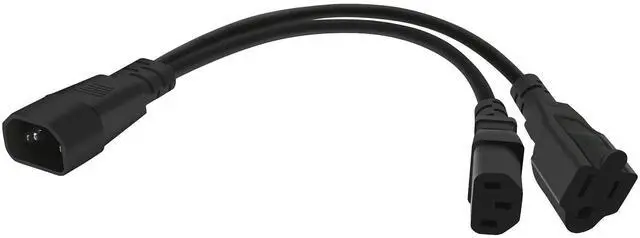 Alt view image 3 of 7 - C14 to C13+NEMA 5-15R Y Splitter Power Plug Cord,Single C14 Male to C13+Nema 5-15R Female Splitter Adapter Cable Cord,30cm
