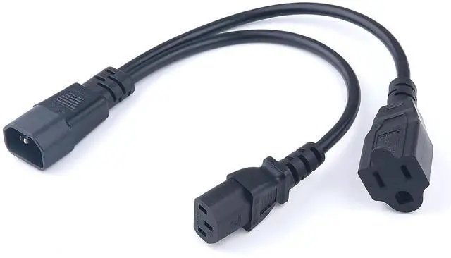 Alt view image 2 of 7 - C14 to C13+NEMA 5-15R Y Splitter Power Plug Cord,Single C14 Male to C13+Nema 5-15R Female Splitter Adapter Cable Cord,30cm