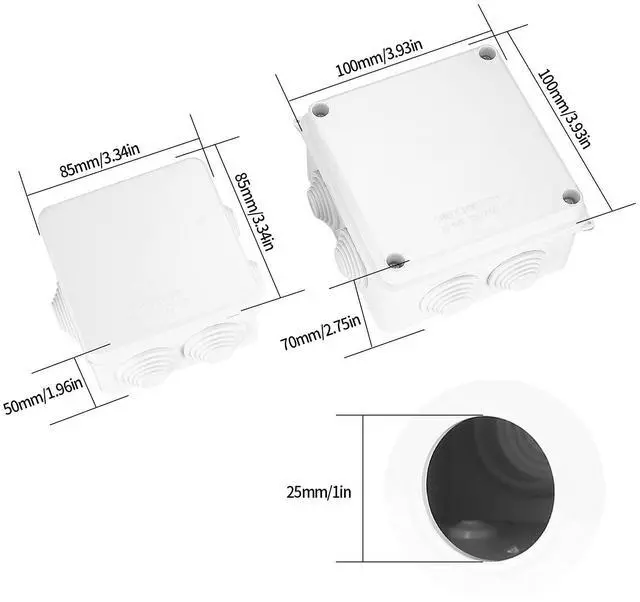 Alt view image 2 of 7 - 4 Pcs Junction Boxes IP65/IP55 Waterproof, White ABS Plastic Dustproof Electrical Project Enclosure Boxes, Universal Outdoor Electrical Boxes Cable Connectors for Electronics Cables, 2 Sizes