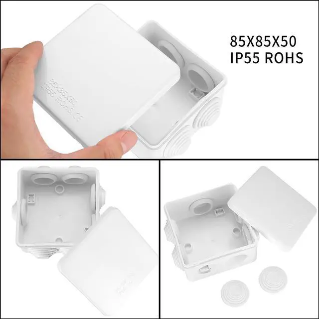 Alt view image 3 of 7 - 4 Pcs Junction Boxes IP65/IP55 Waterproof, White ABS Plastic Dustproof Electrical Project Enclosure Boxes, Universal Outdoor Electrical Boxes Cable Connectors for Electronics Cables, 2 Sizes