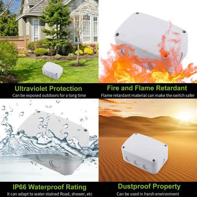 Alt view image 3 of 7 - Junction Box, Project Box IP66 Waterproof Outdoor Box ABS Plastic Electrical Boxes Electronic Enclosure White,4.9 x 3.3 x 2.3 inch (125x86x62mm)