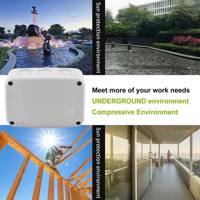 Alt view image 4 of 7 - Junction Box, Project Box IP66 Waterproof Outdoor Box ABS Plastic Electrical Boxes Electronic Enclosure White,4.9 x 3.3 x 2.3 inch (125x86x62mm)
