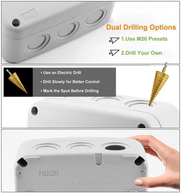 Alt view image 5 of 7 - Junction Box, Project Box IP66 Waterproof Outdoor Box ABS Plastic Electrical Boxes Electronic Enclosure White,4.9 x 3.3 x 2.3 inch (125x86x62mm)