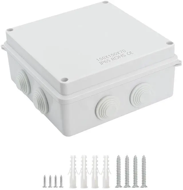 Main image of ABS Plastic Dustproof Waterproof IP65 Junction Box Universal Electrical Project Enclosure White 5.9 x 5.9 x 2.8 inch (150 x 150 x 70 mm)